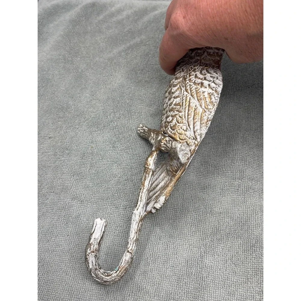Cockatoo Wall Hook Gold White Tropical Parrot Decorative Bird Hanger 9.5in